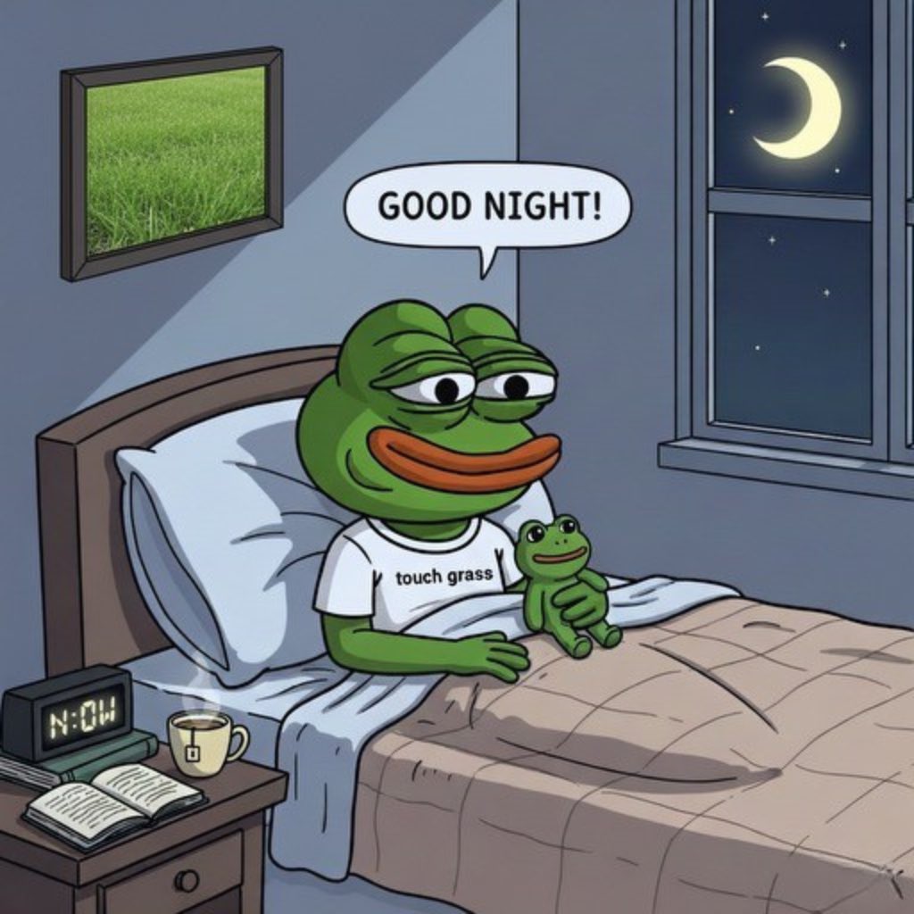 XTouchGrass's tweet image. Good night 🌱

It’s been a restful and re-energizing day. 

Did you touch grass today? 🐸