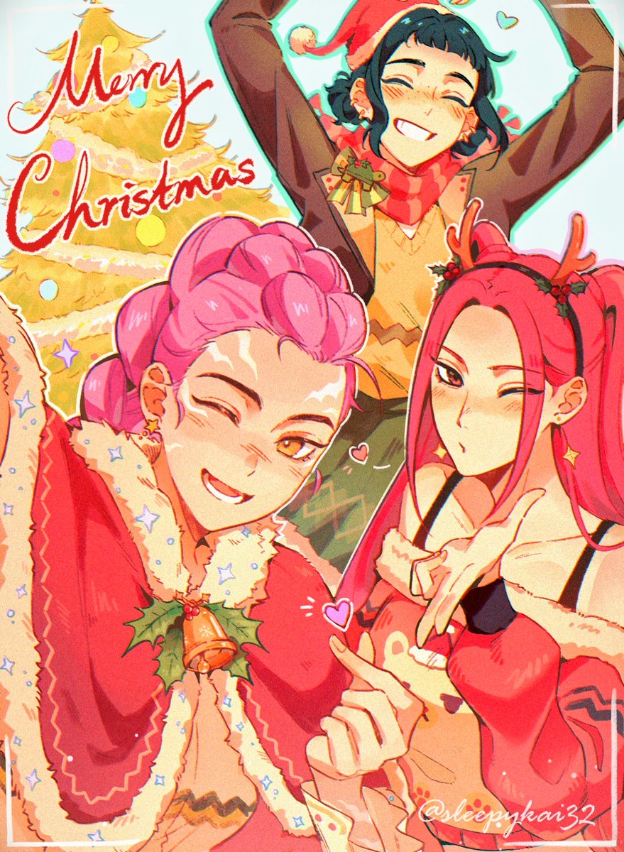 sleepykai32's tweet image. Happy holiday guys🎄✨🦌⛄
(drew this a bit earlier in case i don't have time then)
#KPOPDEMONHUNTERS #Polytrix #HUNTRIX