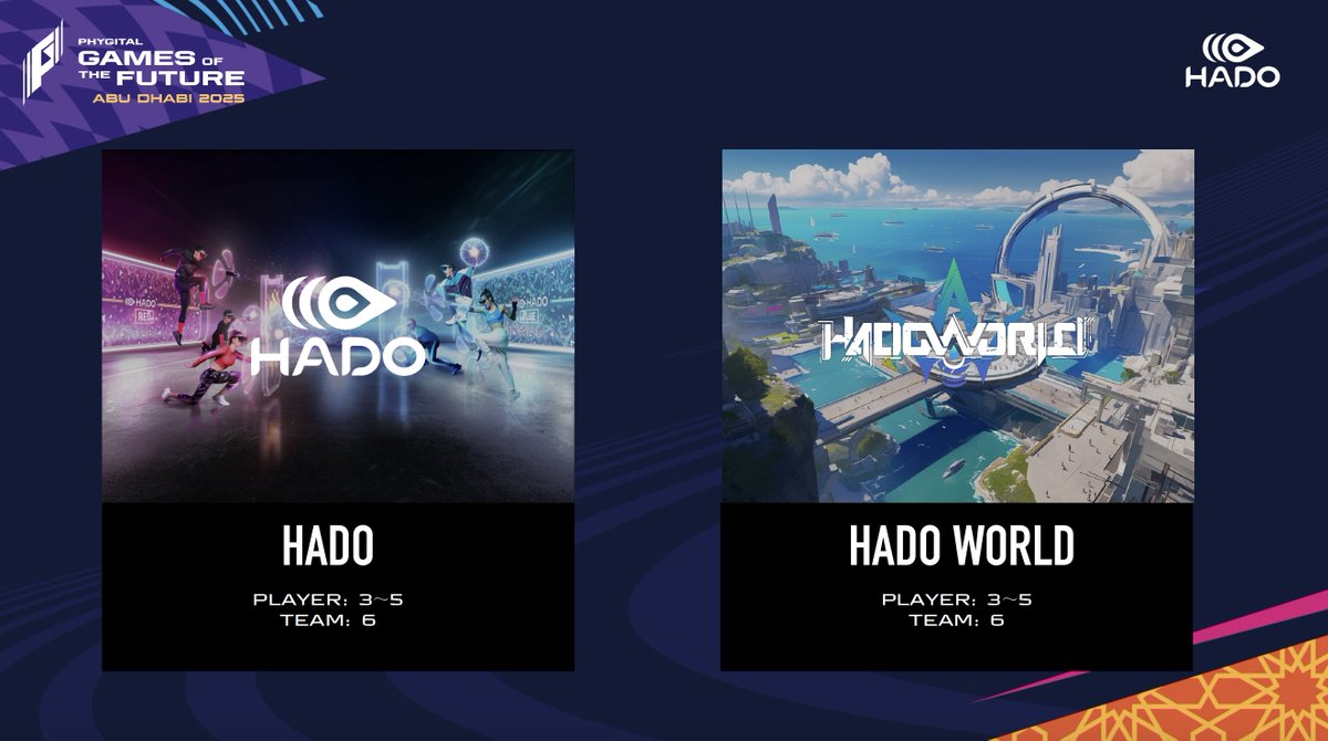 🇦🇪GOTF HADO部門の公式大会フォーマット ①
お待たせしました！
大会の詳細をどんどんお送りします！

大会コンテンツを紹介☄️
『HADO』と『HADO WORLD』の二競技によるデュアルタイトル制で競い合います。