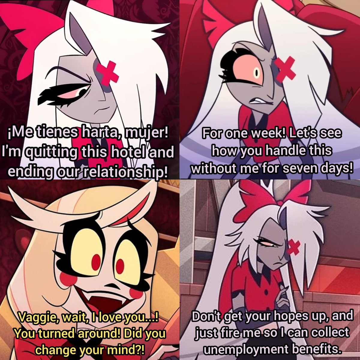 LuzkiraR19900's tweet photo. Vaggi necesito vacaciones/Vaggi need vacations
#chagi #chaggie #hazbinhotelmeme https://t.co/Cknc5Cm8be