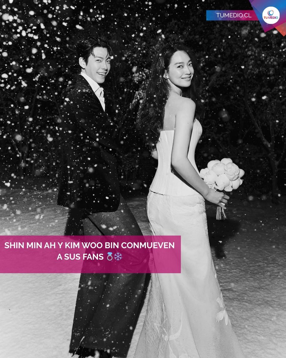 La pareja formada por Shin Min Ah y Kim Woo Bin sorprendió a sus fans al  compartir una hermosa foto el día de su boda 💍❄️ Los recién casados  agradecieron el cariño,, image size:960x1200