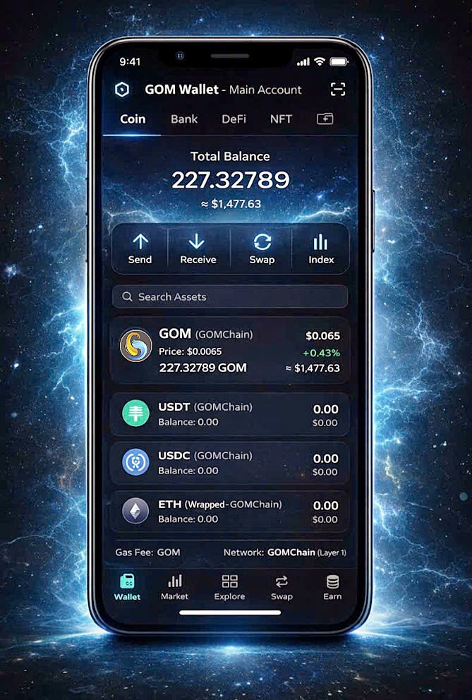 🔐 GOM Wallet – A Layer 1-native crypto wallet designed for real usage
GOM Wallet is built directly on GOMChain (Layer 1), where GOM is the native gas asset for all transactions — similar to how ETH, BNB, or TRX power their ecosystems.
Key highlights: • Native Layer 1