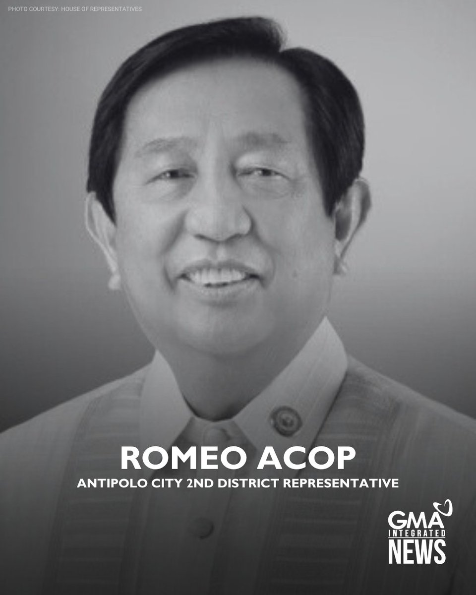 Antipolo City 2nd District Rep. Romeo Acop died on Saturday evening, according to police.

The report said it was around 10:12 pm when Acop was found lying on the floor by his youngest child, Dr. Karla Marie Acop, and his security aide, Pat Frank Louie Pastrana, after the