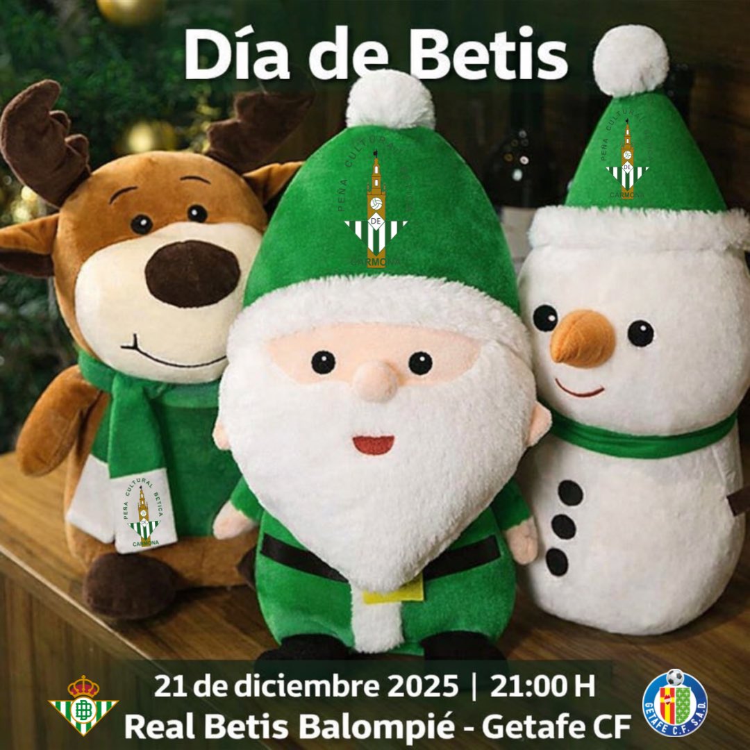 💚⚽ ¡Hoy es día de Betis! ⚽💚
Hoy la cartuja  se llena de ilusión con nuestra maravillosa lluvia de peluches solidaria 🧸✨
Un pequeño gesto que significa muchísimo para quienes más lo necesitan.

¡Nos vemos hoy, familia bética! 💚🐐