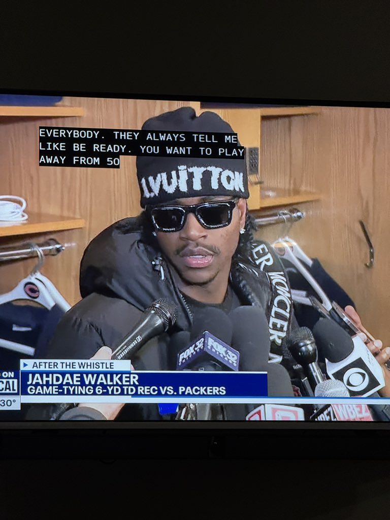 Swagger. JAHDAE got it. 

He was a preseason hero (last time we heard about him), stayed ready and delivered. Love seeing the young guys succeed under the bright lights. #Bears