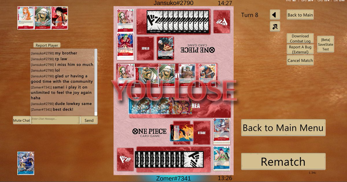 Got beat by the LAW GOAT. Great game. Great Chat. OP Community so good! <a href="/jansuko999/">ジャスティンJansuko</a>