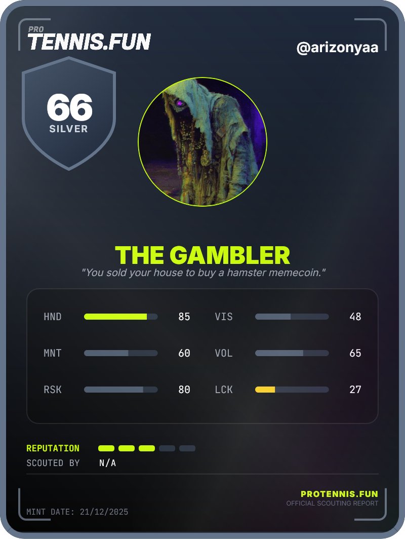 I've applied for <a href="/protennisdotfun/">Tennis.fun🔺- Fantasy Tennis App</a> launch, can you beat my score? 🎾 

Find yours and apply to the presale at card.protennis.fun 🔮