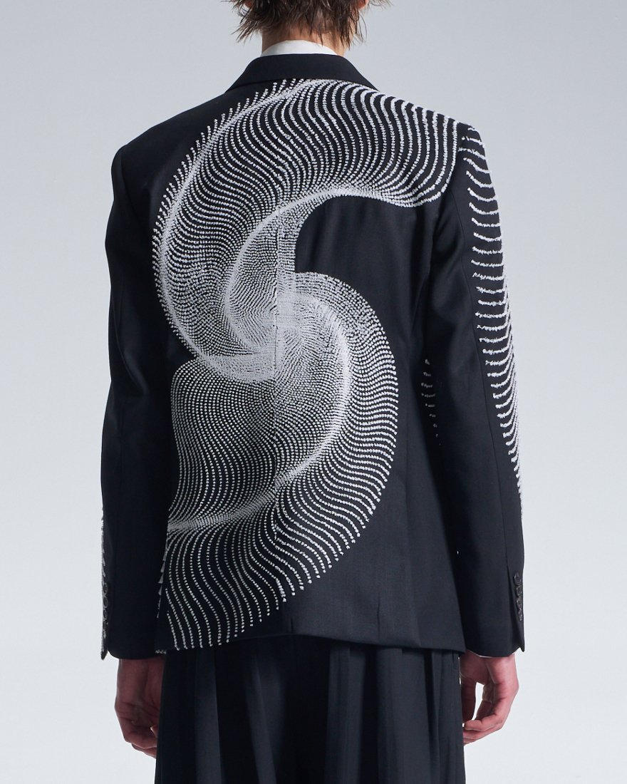 ☆ ハリソン・ウォン HARRISON WONG ストライプ柄 1Bジャケット HARRISON WONG Fall Winter 2025-26 MENSWEAR Wool Blazer With Wavy