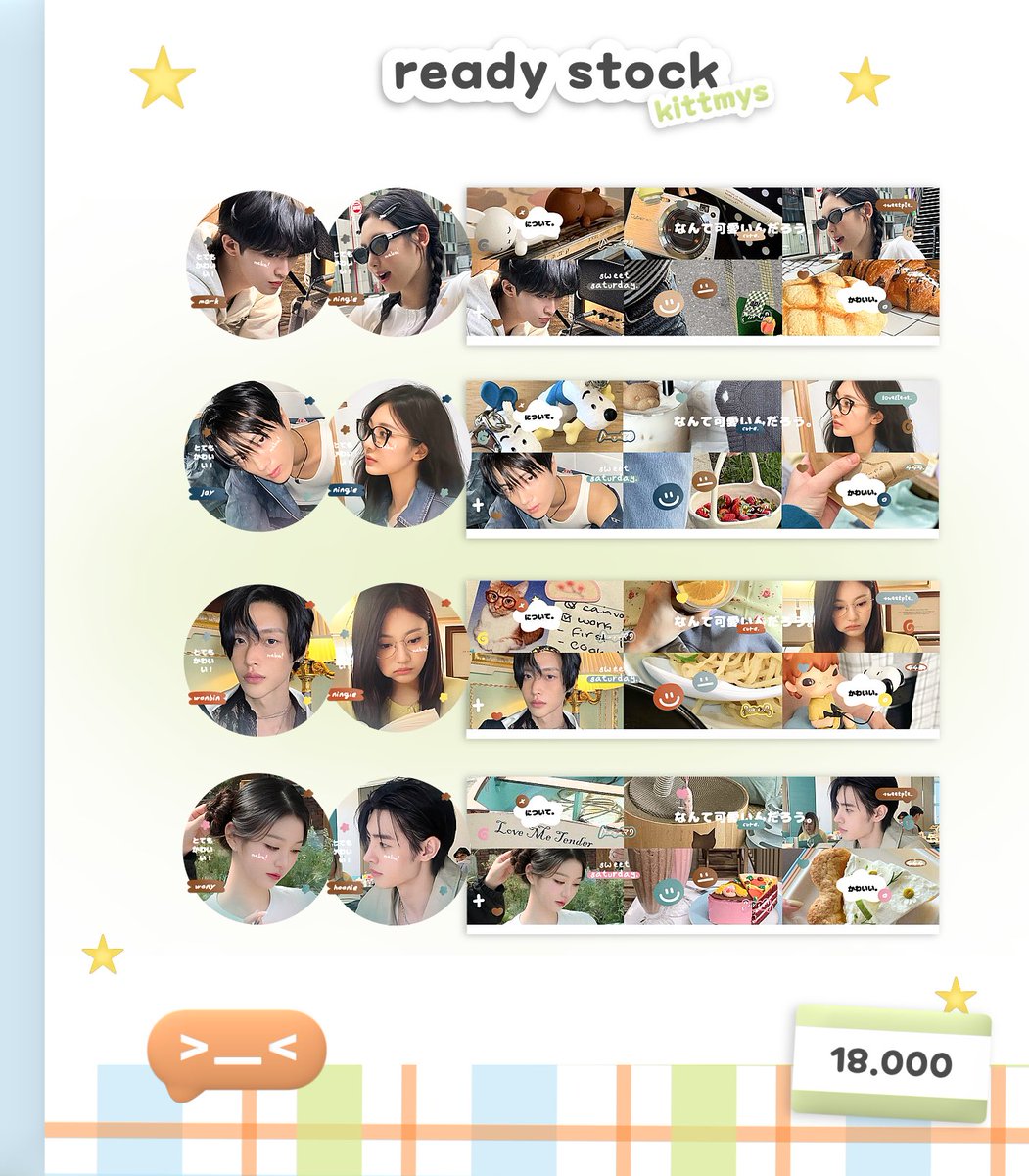 kittmys's tweet image. help RT thankyou! ⭐️ #zonauang 

aku ada 8 layout couple pacaran ready stock pricenya 18.OOO / each avail retext ia banyak varian couple check ALT &amp;gt;___&amp;lt; yang mau jajan sung DM aja 🍏 aku juga open by request katalog ini (+2k) &amp;lt;3