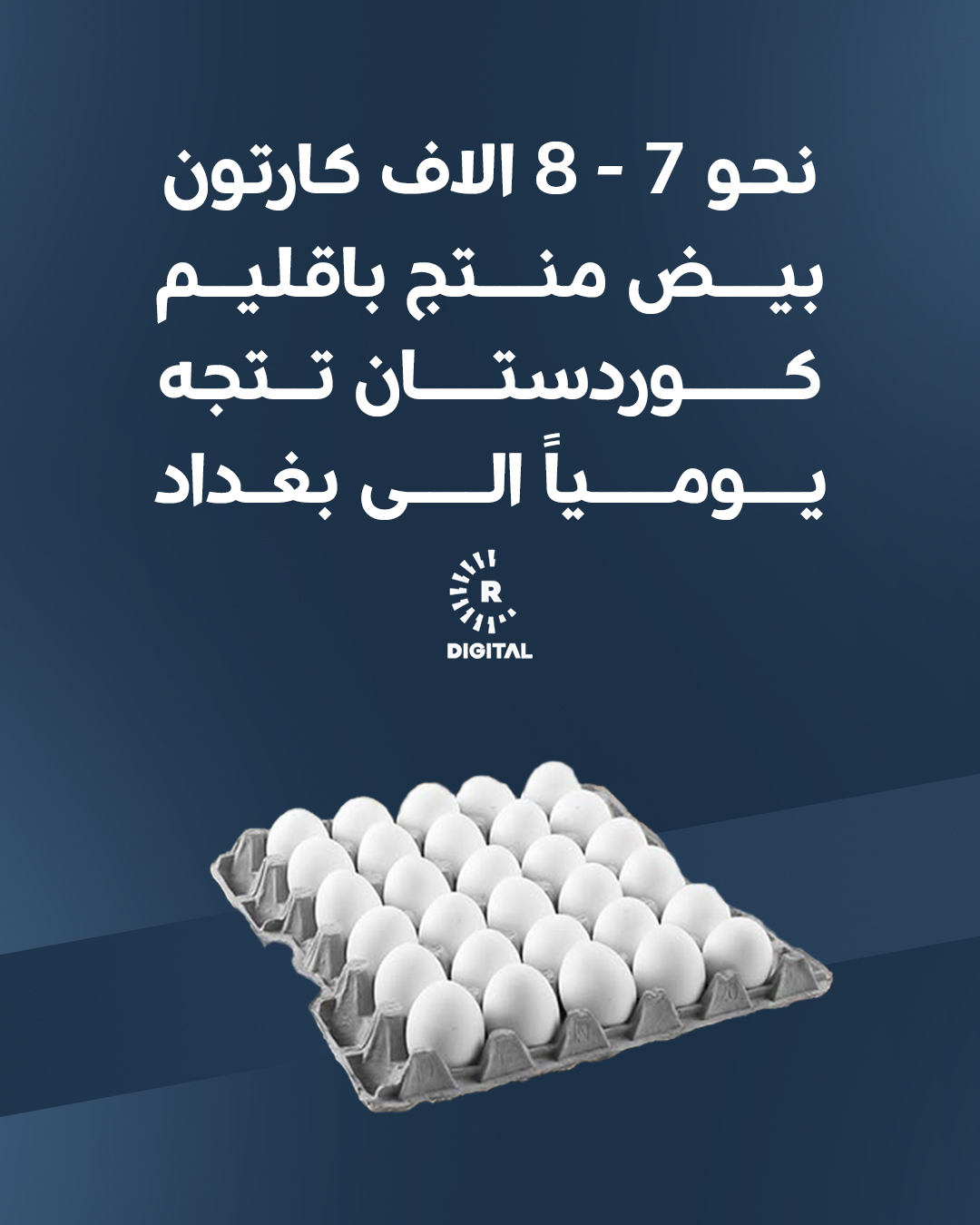 عقب الارتفاع الأخير في سعر بيض المائدة في غالبية المحافظات العراقية، تزامناً مع موجة البرد وبدء فصل الشتاء، ضخ اقليم كوردستان كميات كبيرة من البيض الى الأسواق العراقية، ما أدى الى استقرار الأسعار 