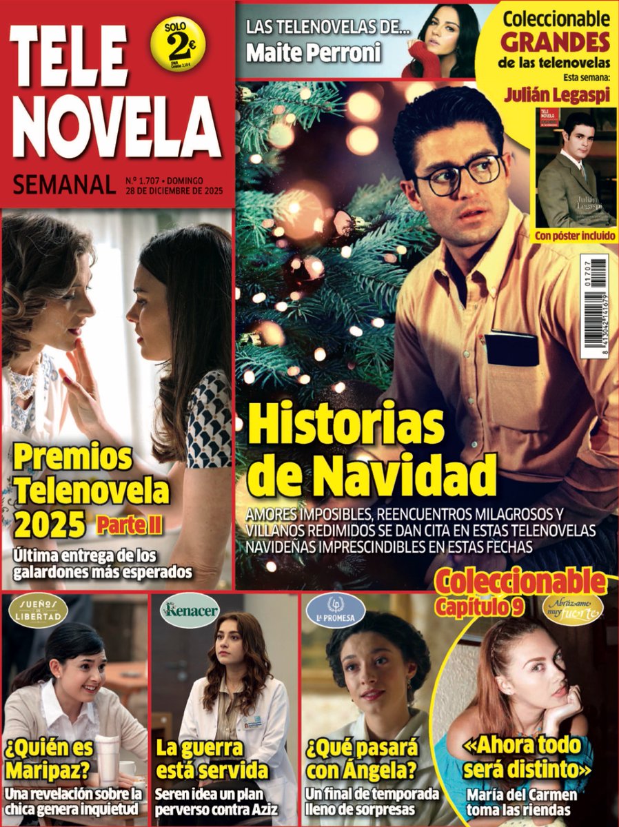 Esta semana en revista #Telenovela:

- Última entrega de los "Premios Telenovela" con un galardón especial para #mafin.
- Reportaje especial de #Navidad.
- Lo último de #HandeErçel y tus otros actores favoritos.
- Los mejores avances y más.

El lunes en el kiosco.