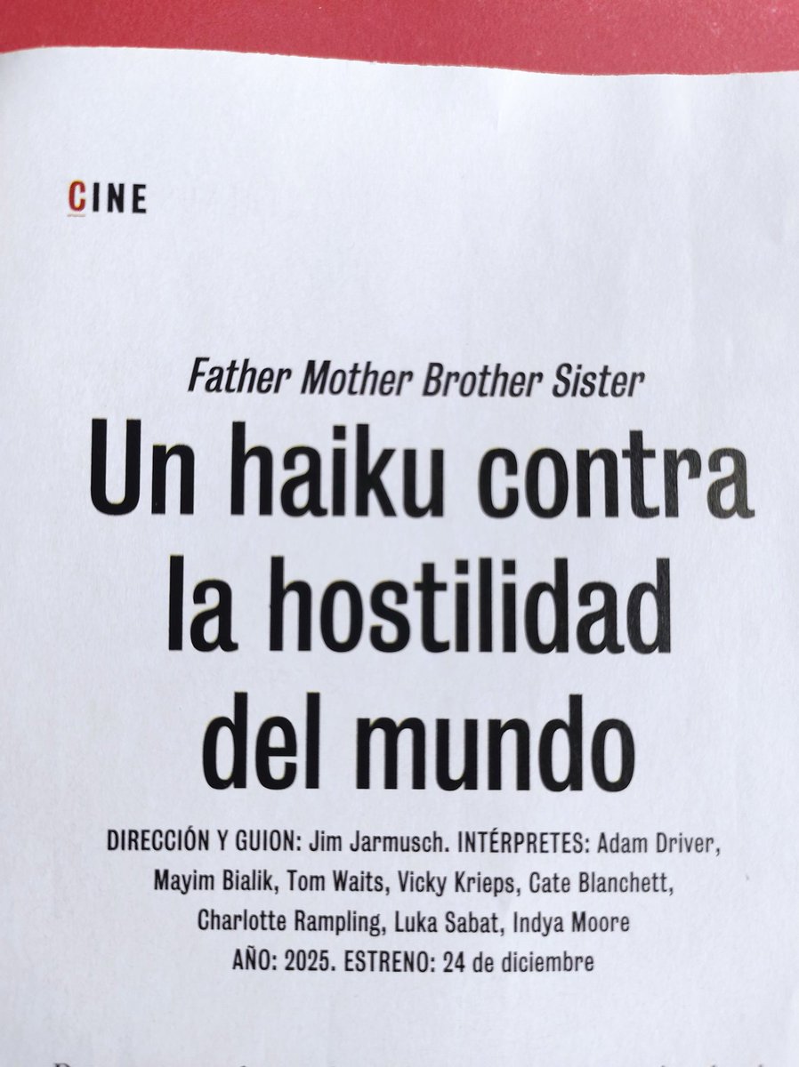 ladylibrorojo's tweet image. Mira qué titular tan hermoso para la crítica de la nueva peli de #Jarmusch en @elcultural, querido @LoCharpentier 🗼