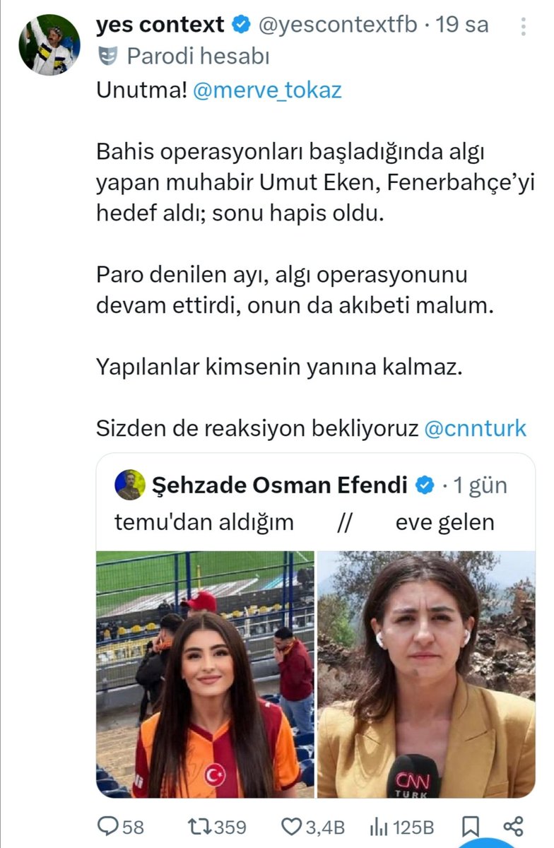 Şu durum içinde bulunduğumuz en temel sorunlardan birisidir. <a href="/merve_tokaz/">Merve Tokaz</a> haber yapmış suçlamaları aktarmış. Sonra da serbest kalma haberini paylaşmış

O sırada bu arkadaşlar: 
"Sayımız çok, gücümüz var. O zaman haklı veya haksız olmamızın bir önemi yok, istediğimizi ezeriz"