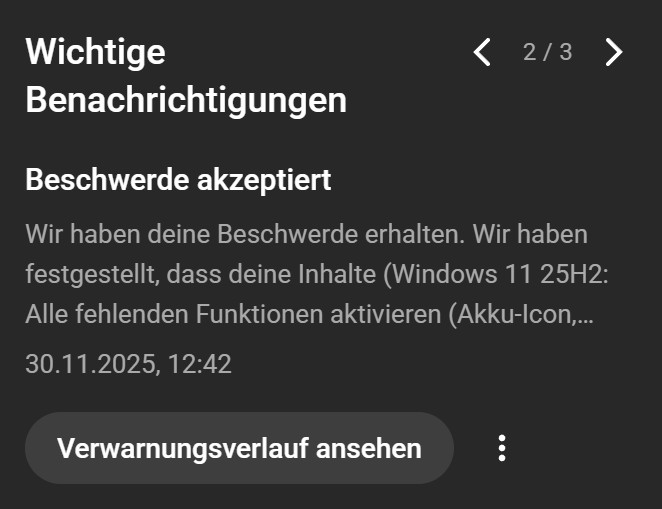 WindowsArea's tweet photo. @YTCreatorsDE Das ist das zweite Mal in 15 Tagen, dass ein Video von mir grundlos entfernt wird. https://t.co/sTeIrWx4kf