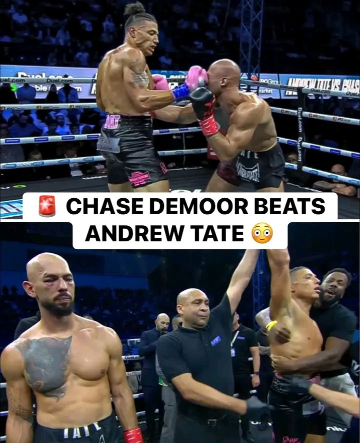 StephenAwoo's tweet image. 🚨 Andrew Tate lost to Chase DeMoor via majority decision 🤯 

Did Tate just lose all his aura? 😂