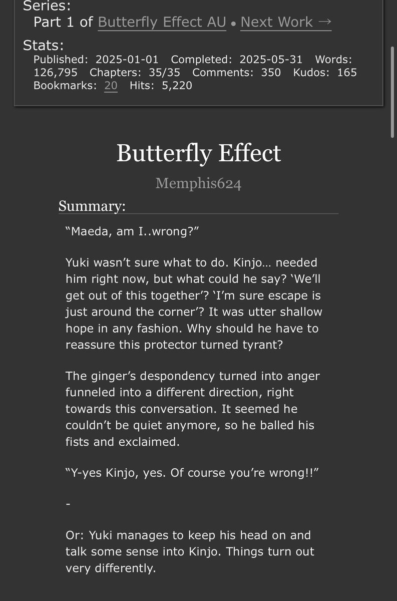 memphistopher's tweet image. As a birthday present for the development of this fic, I shall promote it just this once. If you like Kinjomae read my brainchild archiveofourown.org/works/61862293…