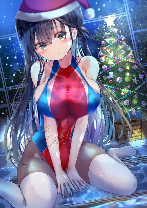 クリスマス競泳水着+タイツの幼馴染みさん