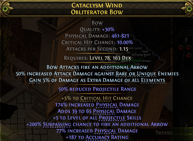 Fubgun's tweet image. Made a Mirror Bow on stream today, cost was around 7 Mirrors. A lot more expensive this league because you need to lock the bow until 30 quality. The bow is of course free fee for anyone who wants to mirror it.