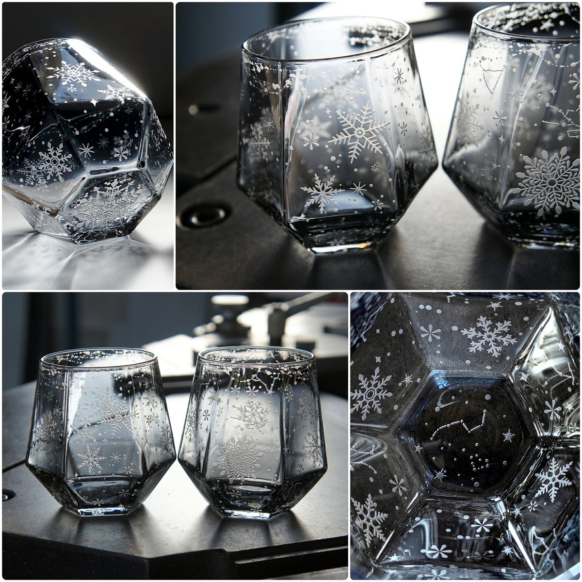 ❄今宵のヒンヤリ❄
夜長ゆっくりと🍾

#雪 #星座 #オリジナル  #グラス #プレゼント 
#新年