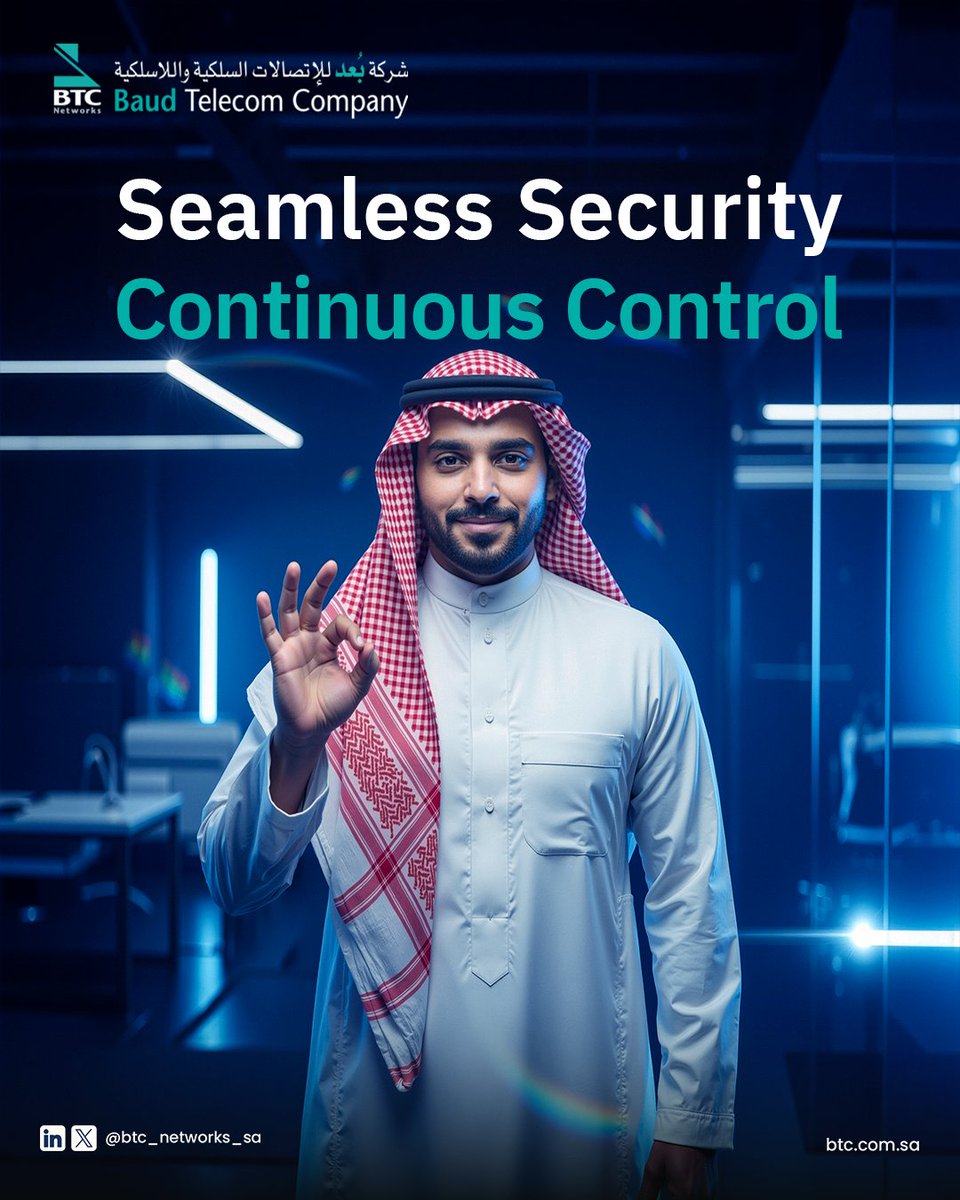 BTC_Networks_SA's tweet photo. في شركة بُعد نوفّر أمنًا سلسًا يواكب التهديدات، ويحافظ على استقرار الأنظمة واستمرارية العمليات بثقة

At BTC Networks, we provide seamless security that adapts to evolving threats while ensuring system stability and business continuity
#الأمن_السيبراني
#CyberSecurity https://t.co/FKbUzcGsgH