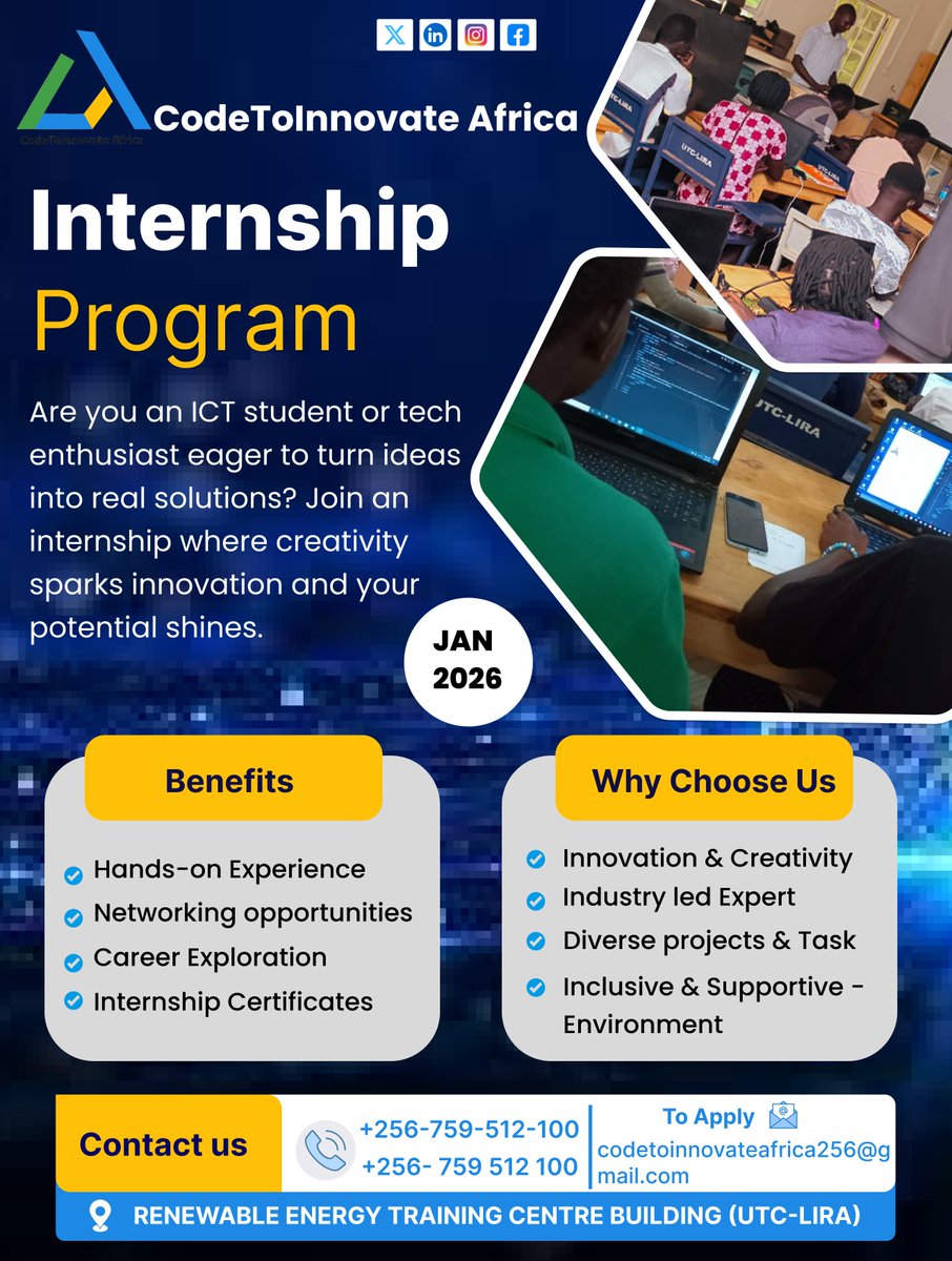 ojedeeric's tweet photo. Ready to turn code into impact? 🚀
​We are officially opening applications for our 6-Week ICT Internship Program,
 This isn't just about fetching coffee, it’s about hands-on experience, mentorship from industry pros, and building solutions that matter. https://t.co/ngj8BMYPZh
