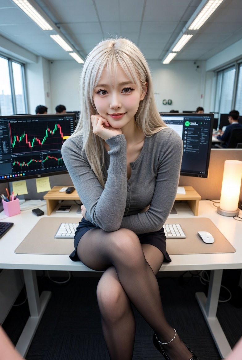 Corporate Office Trading Floor Selfie Prompt — example 2