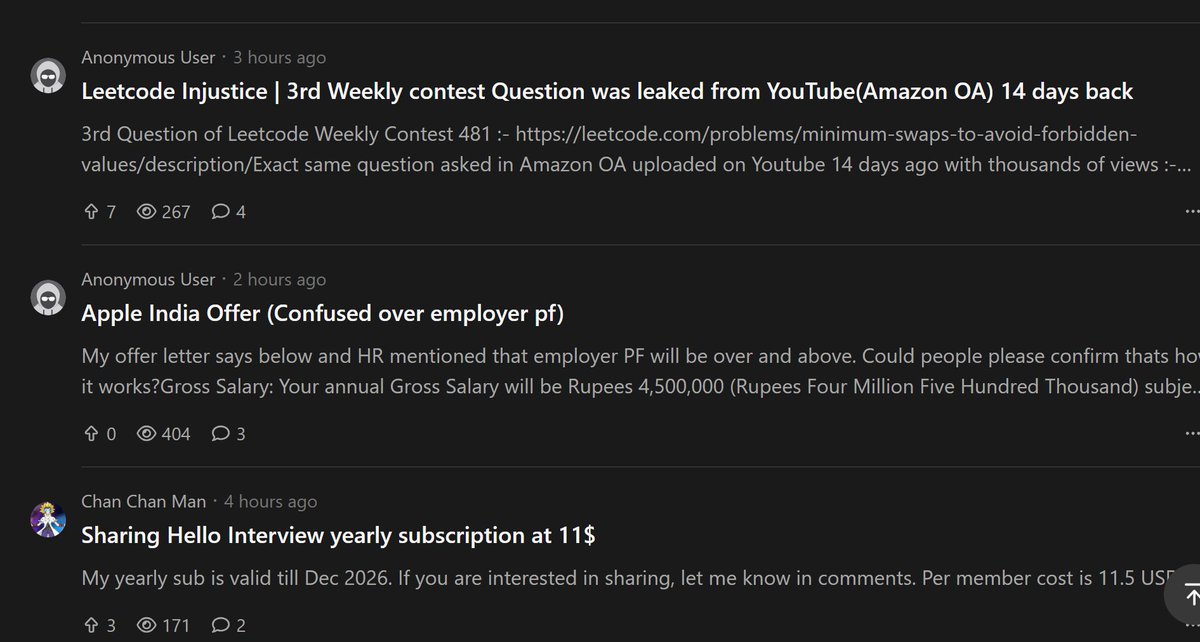 SwaDotDev's tweet image. Today's weekly 481's C was previously appeared in Amazon's one of the OAs.

Are LeetCode problem setters copying the EXACT problems now?😂😂😂
#LeetCode