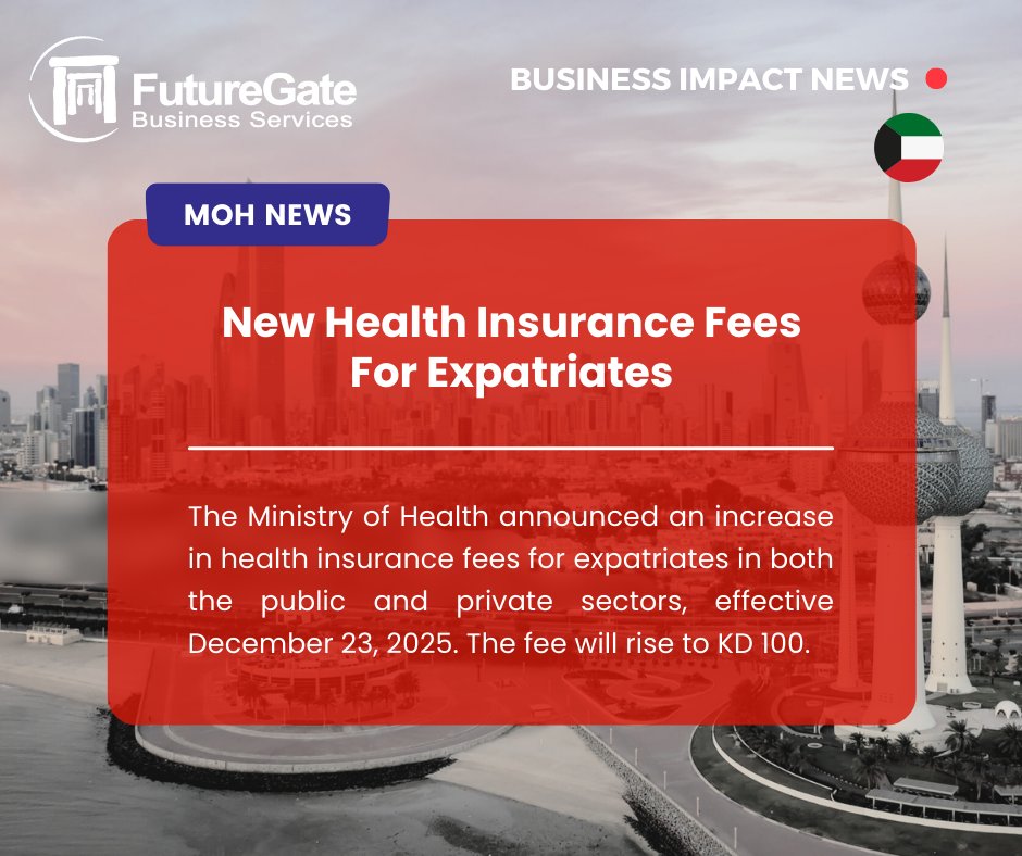 FutureGateGroup's tweet image. "Kuwait Increases Health Insurance Fees for Expatriates in both Public and Private Sectors!"

For more information please visit:
fgbs.futuregategroup.com/kuwait-news/ku…

#FutureGate #Kuwait #Kuwaitcity #Kuwaitlife #Kuwaitbusiness