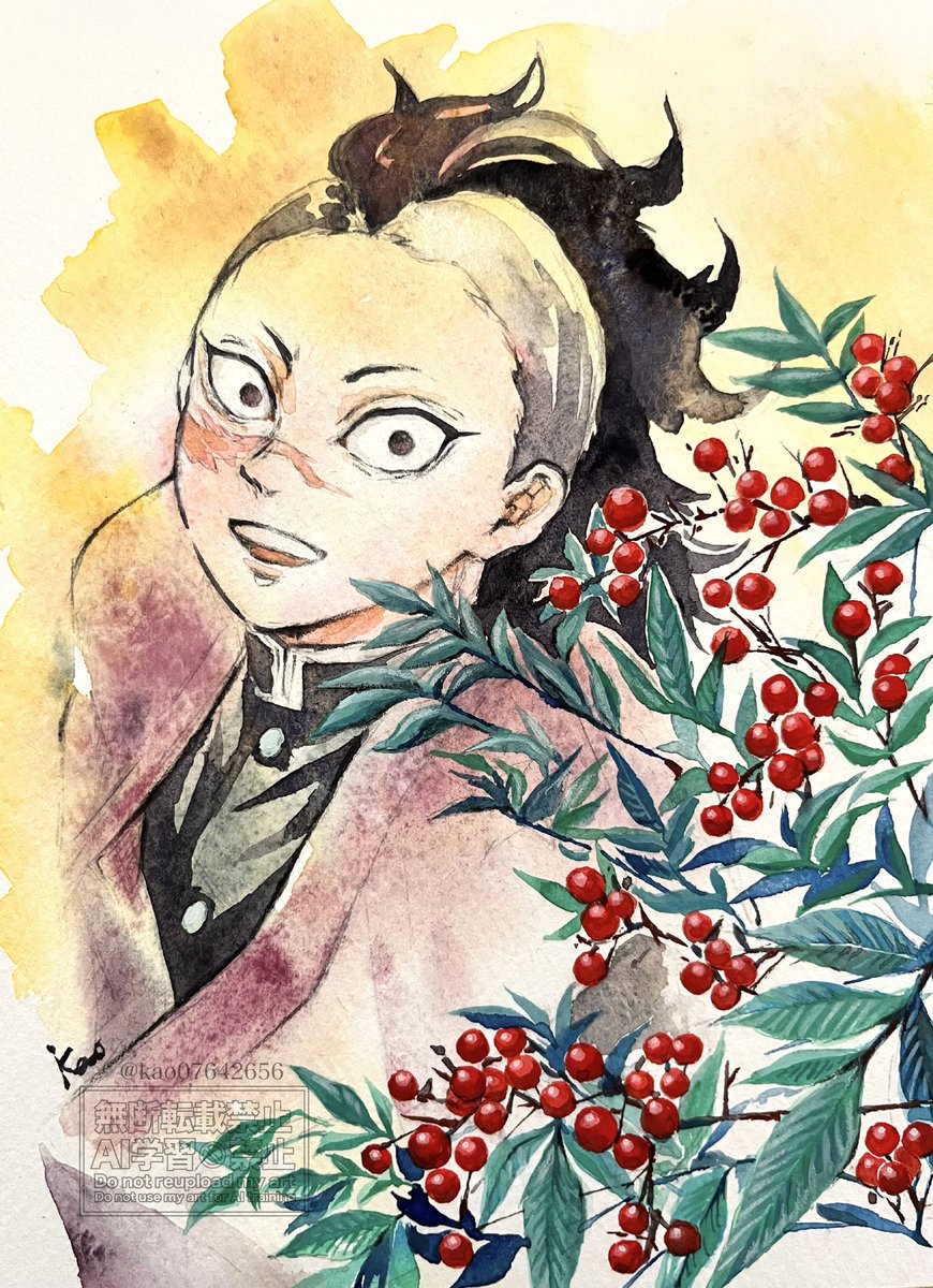 制作過程です🎨この絵は初めてガッシュ(不透明水彩)を使用しました