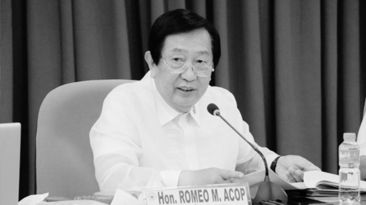 Antipolo 2nd District Rep. Romeo “Romy” Acop, former PNP CIDG chief and veteran lawmaker, has passed away at 78 due to a heart attack following a kidney transplant. He was known for his work on public order and safety legislation.
