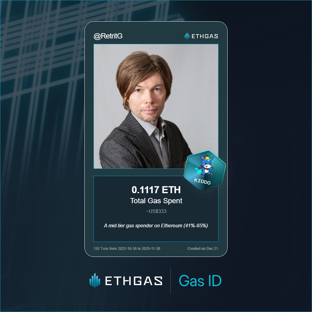Discovered my Gas ID via ETHGas - turning my gas spend into rewards 🫘

As a Kiddo Jack, I've spent 0.1117 ETH on gas but earned 25 Beans back.

Get your Gas ID and Beans here: ethgas.com/community/gas-…