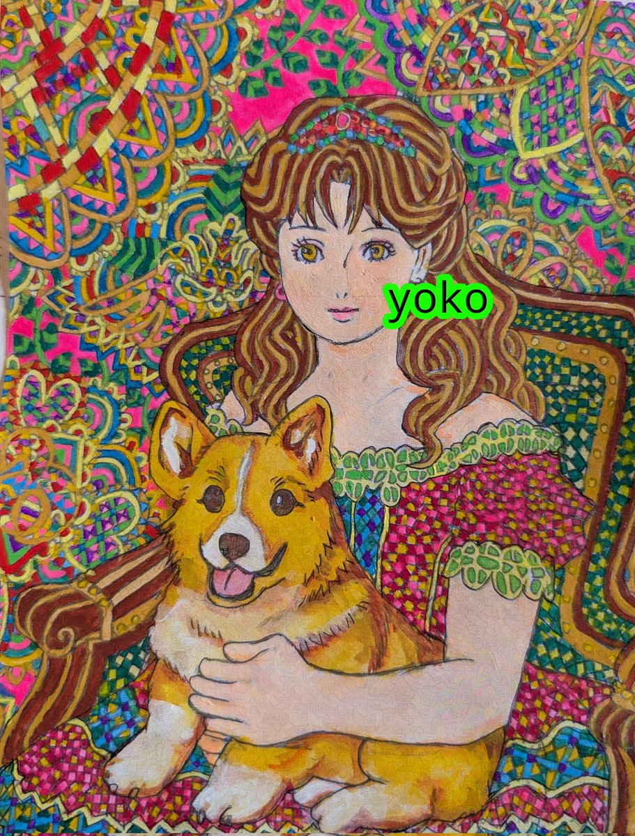 完成した描いていた絵です☺️🌻🌞 完全手描きで二度と同じ絵は描け