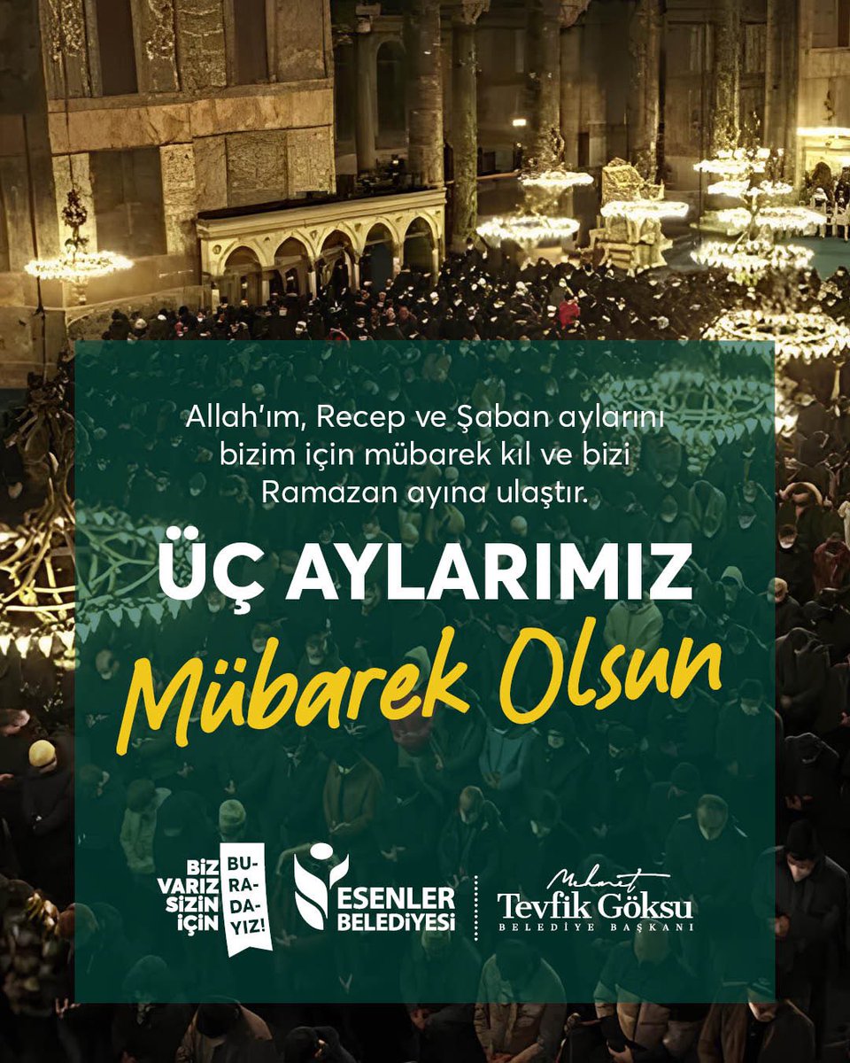 Bizleri yeniden üç aylara kavuşturan yüce Rabbimize hamdolsun.

Manevi yönden kendimizi yenilemek için büyük bir fırsat olan bu mübarek zamanların; ülkemize, milletimize ve tüm İslâm âlemine hayır, bereket ve huzur getirmesini niyaz ediyorum.

“Allah’ım! Receb ve Şaban aylarını
