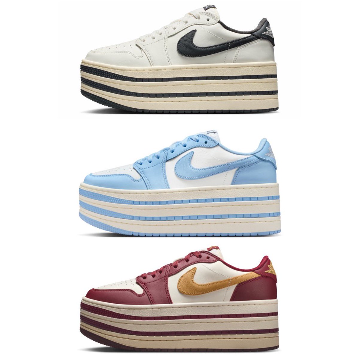 三段ソールの Nike Wmns Air Jordan 1 Triple Stack が海外公式