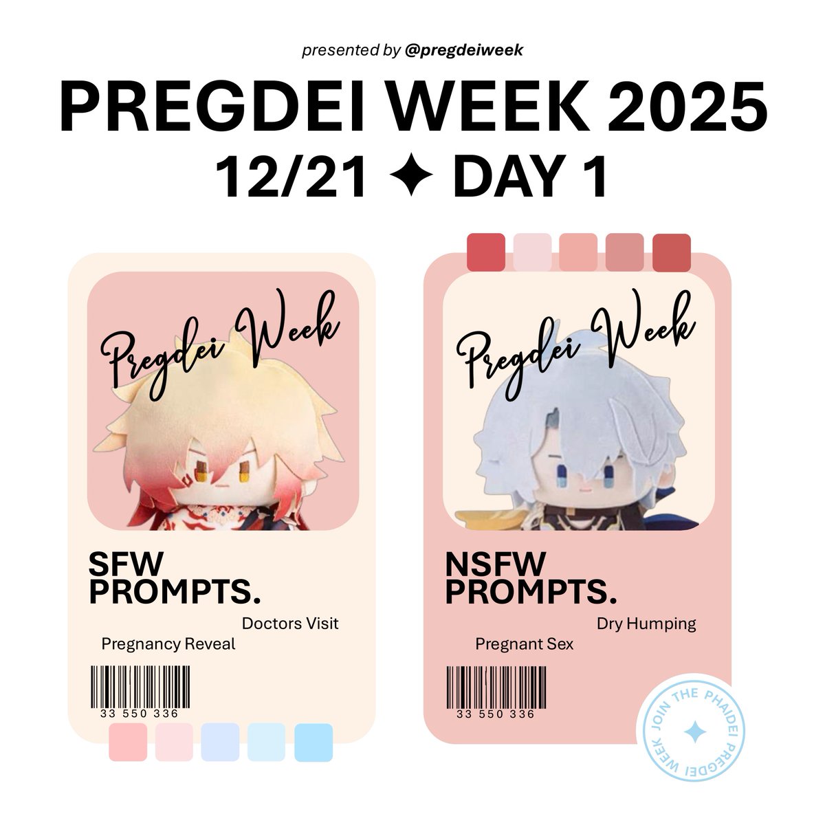 Happy PregDei Week! 💗 Today is Day 1 of #pregdeiweek 2025. Please remember to tag your works accordingly when posting. #phaidei