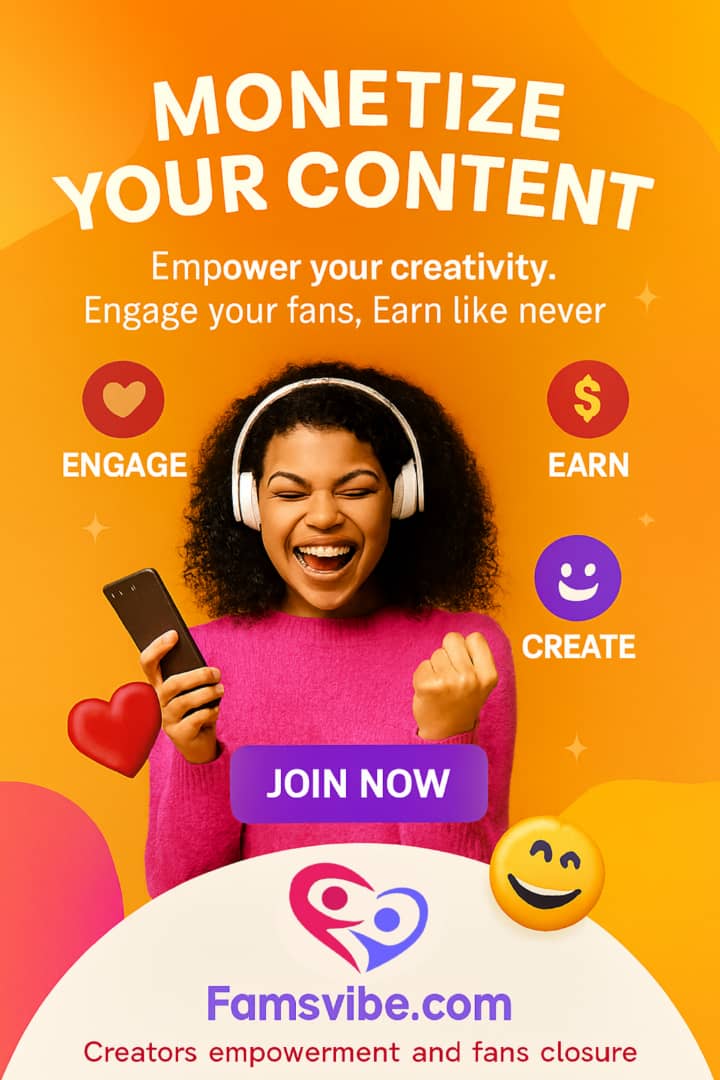 <a href="/dammiedammie35/">Oyindamola🙄</a> FamsVibe.com is a social media platform strictly created for content creators. <a href="/GideonOnwe4/">Gideon Jobs Onwe</a> <a href="/alvonbot/">Alvonbot limited</a> <a href="/Meta/">Meta</a> @Networking @media