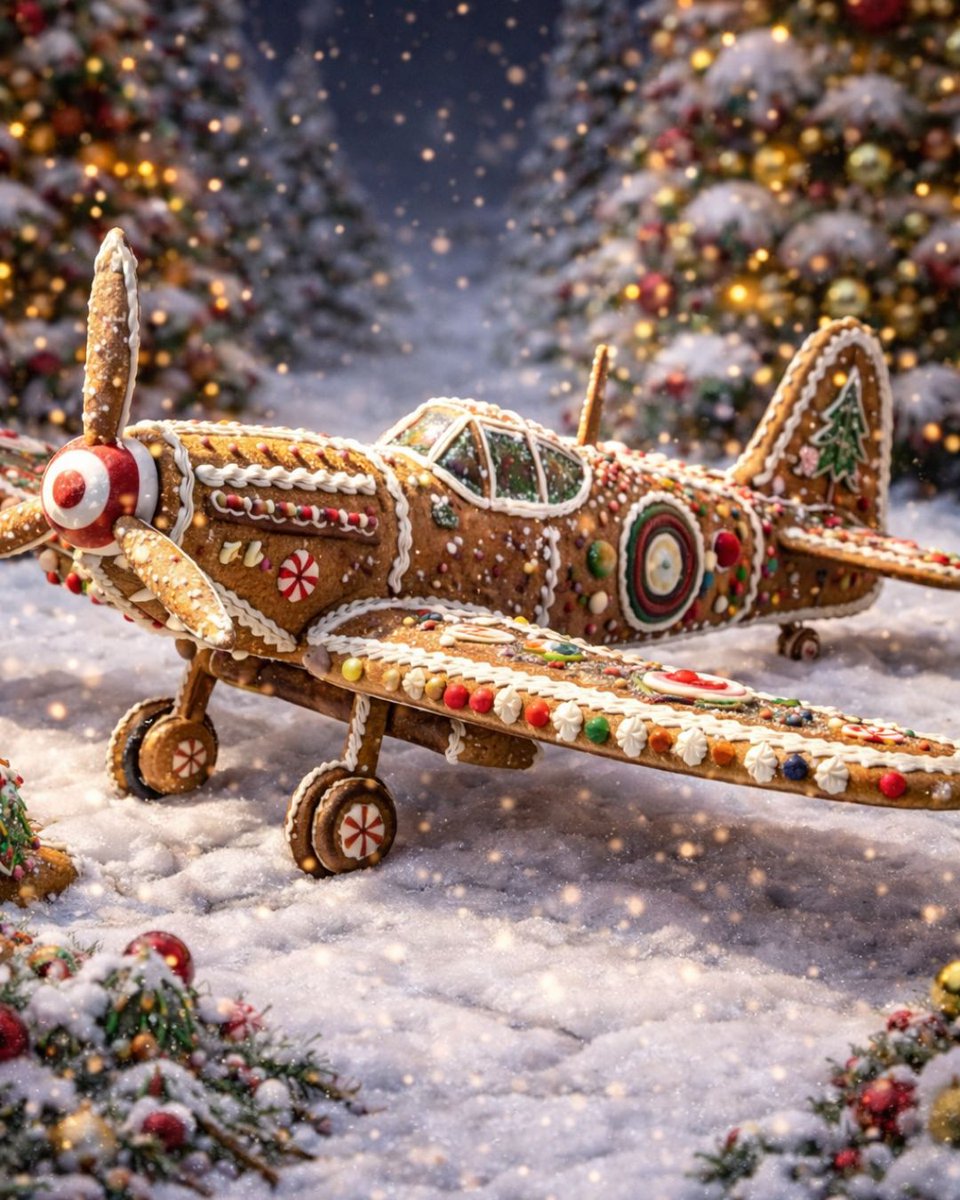 spirit_spitfire's tweet photo. If the Spitfire were baked, not built…Jumping on the gingerbread house trend with a festive Spitfire that’s almost too good to eat.
Timeless design. Enduring legacy. Just a little more icing than usual.
#NationalSpitfireProject #Spitfire #ChristmasFun #GingerbreadHouse https://t.co/LHSts6Lds3
