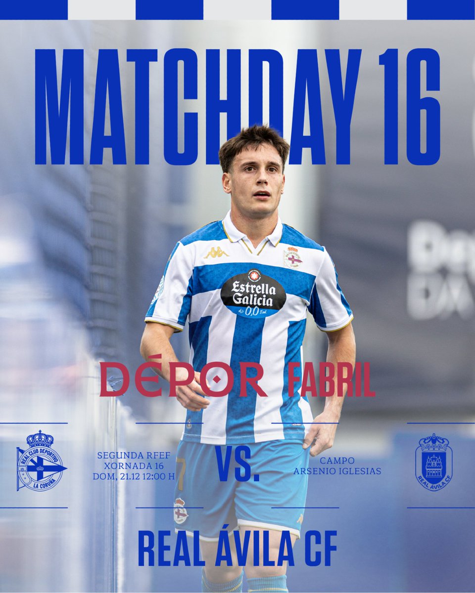 𝐃𝐢́𝐚 𝐝𝐞 𝐩𝐚𝐫𝐭𝐢𝐝𝐨

⚽ #Fabril - <a href="/RealAvilaCF/">Real Ávila CF</a> 
⌚ 12:00h.
📍Campo Arsenio Iglesias

#FabrilRealÁvila
