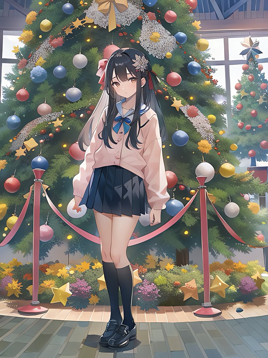 クリスマスツリーと小学生！
#AIイラスト #AIart #女子小学生 #クリスマスツリー