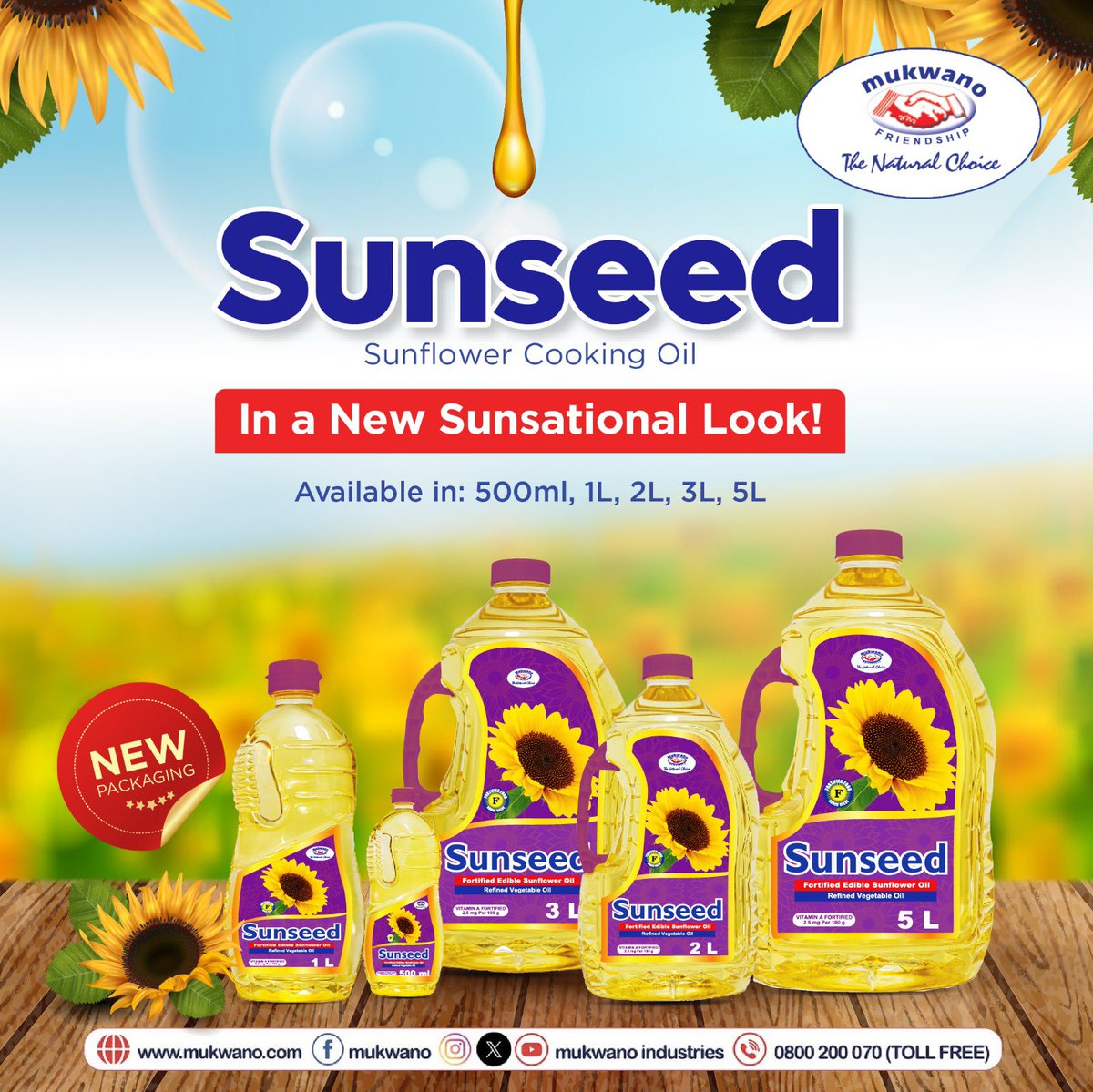 mukwano_ind's tweet image. Sunseed Cooking Oil is here in a fresh, sunsational look☀️
Same trusted quality, New standout packaging. Your natural choice for every meal!

Visit our Mart (Plot No 30A, kibira (Mulwana) rd | Call: +256393241822

#MukwanoIndustries #sunseed #cookingoil #ProductAlert