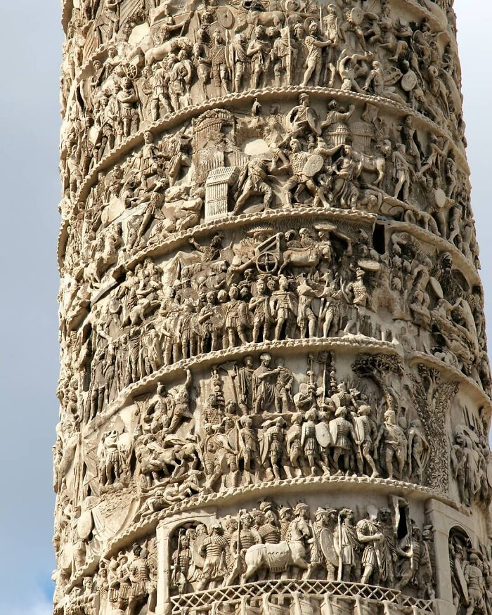 Carved in 193 AD, the Column of Marcus Aurelius has stood for over 1,800 years. Rome. Italy.