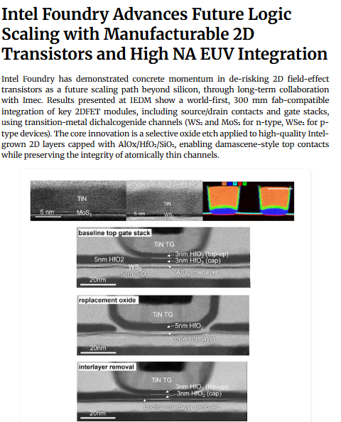 BALD Engineering - Born in Finland, Born to ALD: Intel Foundry Advances Future Logic Scaling with Manufacturable 2D Transistors and High NA EUV Integration 
#ALDep #ALEtch #2dmaterials #Intel <a href="/Intel_Foundry/">Intel Foundry</a> <a href="/imec_int/">imec</a>  blog.baldengineering.com/2025/12/intel-…