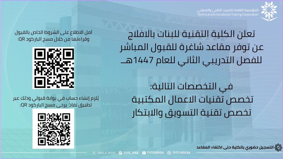 الكلية التقنية للبنات بالأفلاج tweet media