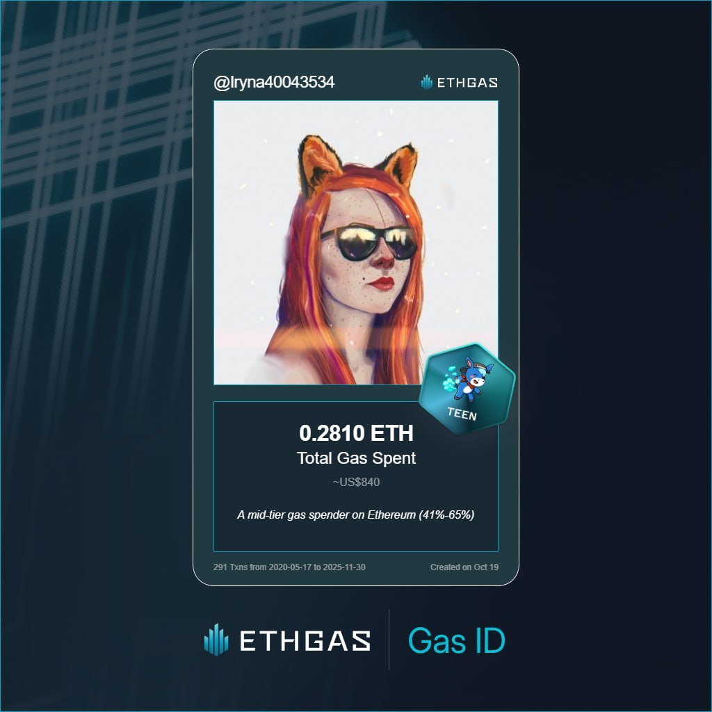 Just unlocked my Gas ID via ETHGas 🪪

I'm a Teen Jack with 0.281 ETH spent on gas since Beacon Chain - now fueling my climb to the Gasless Future and earned 120 Beans already. 

Reveal yours at ethgas.com/community/gas-…