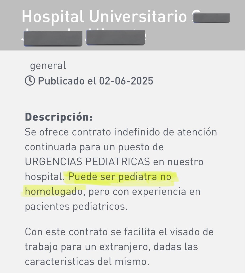 Una  constante en algunas especialidades y en hospitales públicos. 

Mantener la precariedad laboral y poner en riesgo la calidad asistencia no es solución a la falta de especialistas: es degradar el sistema.