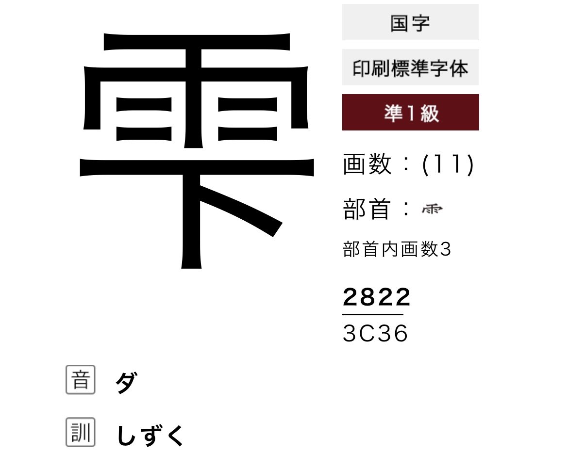 これまで「雫」という漢字の音読みを知らないままのうのうと生きてきた
