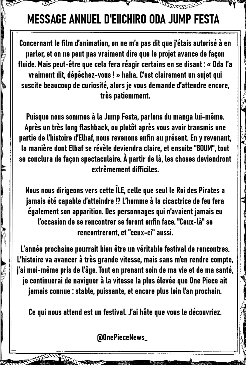 🚨 DÉCLARATION COMPLÈTE D'ODA 🚨