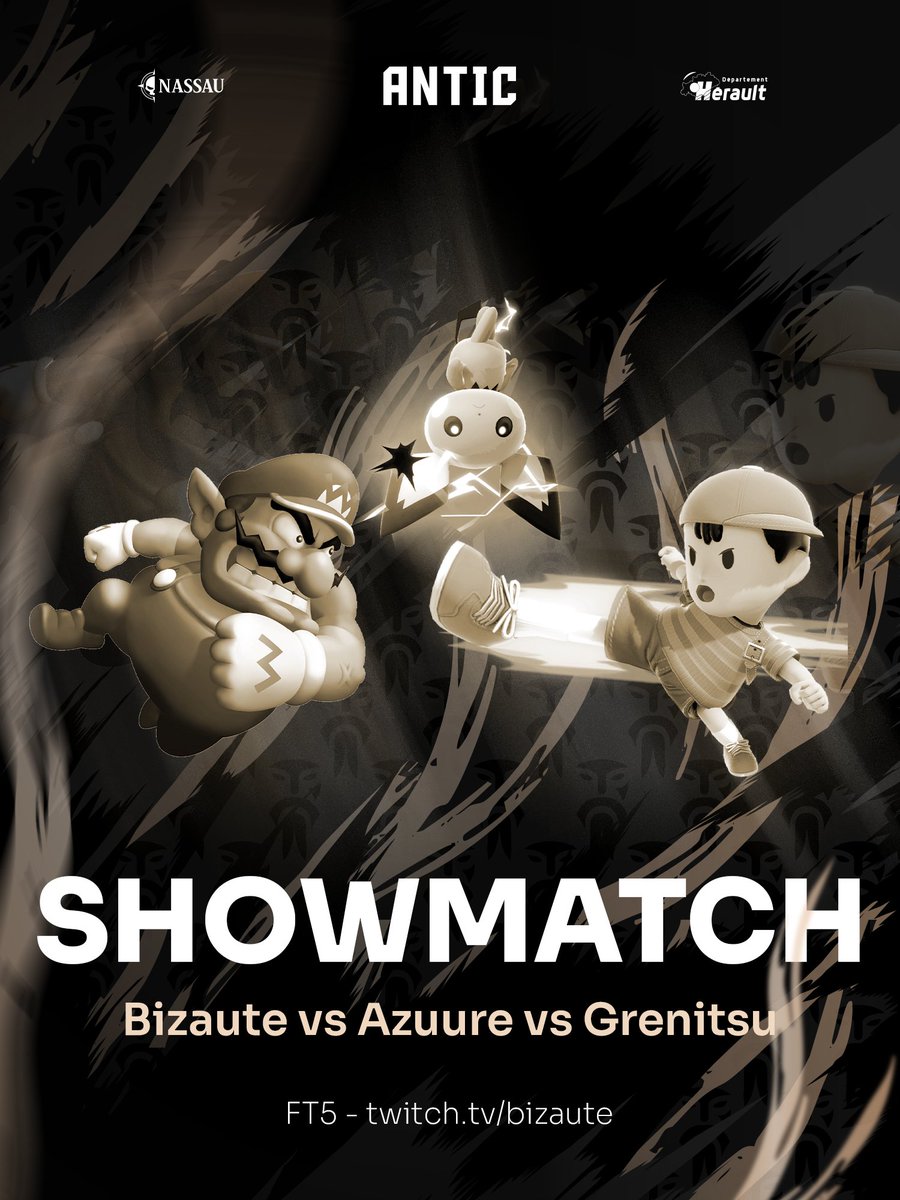 🟡showmatch Smash Bros

Nos joueurs Smash vont vous offrir ce soir du beau spectacle pour cette fin d'année avec trois matchs pour déterminer qui est le meilleur pirate!⚔️

Rendez-vous ce soir à 21h sur la chaîne de Bizaure pour de beaux duels
🖥️twitch.tv/bizaute

#ATCWIN