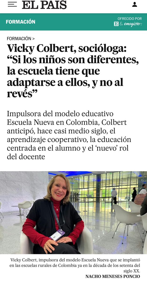 “Esa experiencia había sido apoyada por la UNESCO, pero tenía mucho rechazo por parte de los maestros”.

👉🏻elpais.com/economia/forma…
