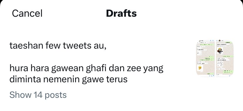 abcdtsan's tweet photo. haloo kak, aku pembaca baru ghafi jazeel. aku mau tanya dongg, kira² ghafi jazeel bakal dilanjutin ga yaa? soalnya aku pena… — HIII sebenernya kalau di main thread aku gabakalan ngelanjutin (MAAF) (gajago bikin long au) dan aku tuh harusnya ngeupload … https://t.co/p4nIoI0ZT2 https://t.co/oGKRNBT25Q